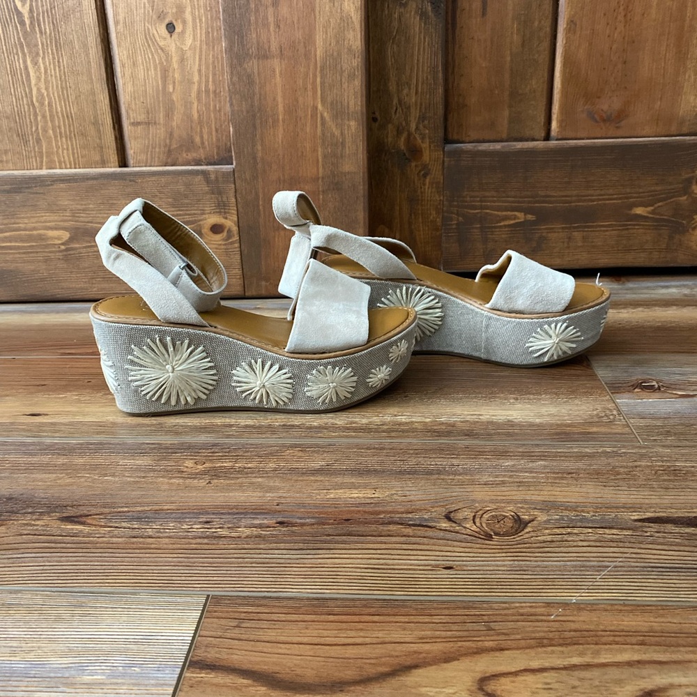 Franco Sarto Jovie Cream Suede Platform Sandals - Picture 2 of 6